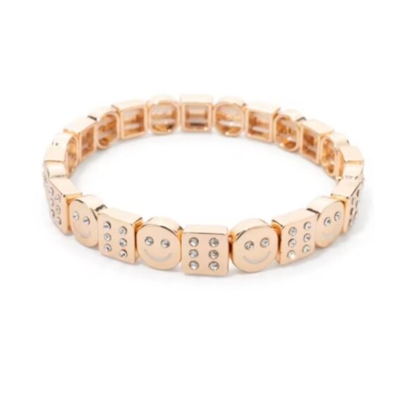 Smiley Face/Dice Bracelet, Women's Bracelet, Stretch Bracelet, Jewelry, Gift - Picture 1 of 1